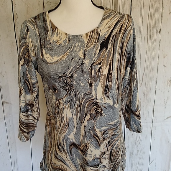 Cathy Tops - Cathy neutral watercolor blouse